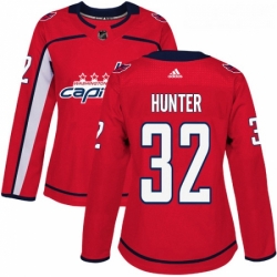 Womens Adidas Washington Capitals 32 Dale Hunter Authentic Red Home NHL Jersey 