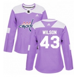 Womens Adidas Washington Capitals 43 Tom Wilson Authentic Purple Fights Cancer Practice NHL Jersey 