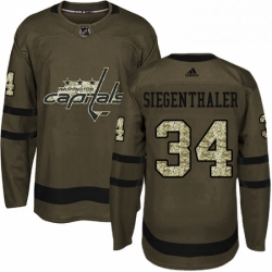 Youth Adidas Washington Capitals 34 Jonas Siegenthaler Premier Green Salute to Service NHL Jersey 