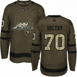 Youth Adidas Washington Capitals 70 Braden Holtby Premier Green Salute to Service NHL Jersey 