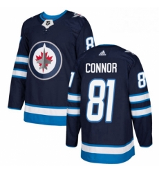 Mens Adidas Winnipeg Jets 81 Kyle Connor Premier Navy Blue Home NHL Jersey 