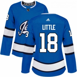 Womens Adidas Winnipeg Jets 18 Bryan Little Authentic Blue Alternate NHL Jersey 