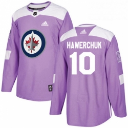 Youth Adidas Winnipeg Jets 10 Dale Hawerchuk Authentic Purple Fights Cancer Practice NHL Jersey 