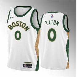 Men Boston Celtics 0 Jayson Tatum White 2023 24 City Edition Stitched Basketball Jersey