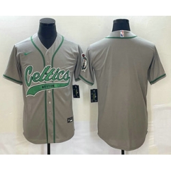 Men's Boston Celtics Blank Gray Stitched Baseball Jersey