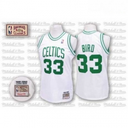 Mens Mitchell and Ness Boston Celtics 33 Larry Bird Authentic White Throwback NBA Jersey