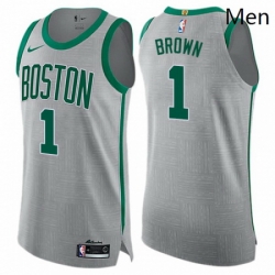 Mens Nike Boston Celtics 1 Walter Brown Authentic Gray NBA Jersey City Edition