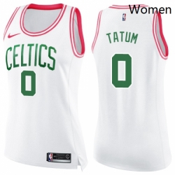 Womens Nike Boston Celtics 0 Jayson Tatum Swingman WhitePink Fashion NBA Jersey 