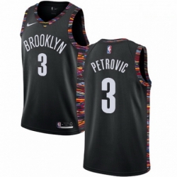 Mens Nike Brooklyn Nets 3 Drazen Petrovic Swingman Black NBA Jersey 2018 19 City Edition