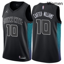 Womens Nike Jordan Charlotte Hornets 10 Michael Carter Williams Swingman Black NBA Jersey City Edition 