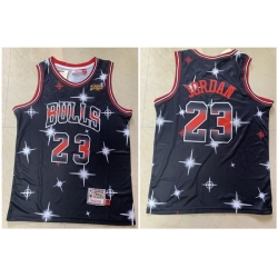 Bulls 23 Michael Jordan Black 1997 NBA Finals Patch Star Hardwood Classics Jersey