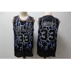 Bulls 33 Scottie Pippen Black Hardwood Classics Lightning Limited Edition Jersey