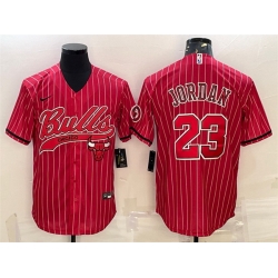 Men Chicago Bulls 23 Michael Jordan Red Cool Base Stitched Baseball Jersey