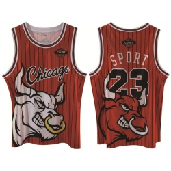 Men Chicago Bulls 23 Michael Jordan Red Print Basketball Jerse