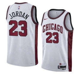 Men Chicago Bulls 23 Michael Jordan White 2022 23 City Edition Stitched Basketball Jersey