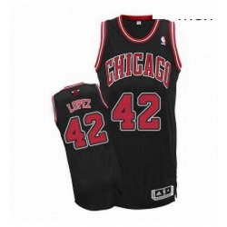 Mens Adidas Chicago Bulls 42 Robin Lopez Authentic Black Alternate NBA Jersey