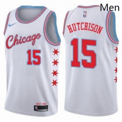 Mens Nike Chicago Bulls 15 Chandler Hutchison Authentic White NBA Jersey City Edition 