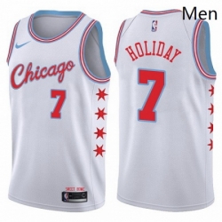 Mens Nike Chicago Bulls 7 Justin Holiday Authentic White NBA Jersey City Edition 