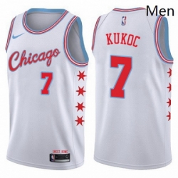 Mens Nike Chicago Bulls 7 Toni Kukoc Authentic White NBA Jersey City Edition