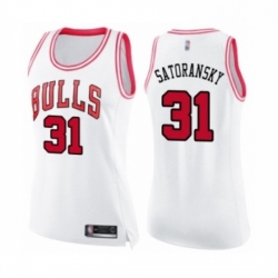 Womens Chicago Bulls 31 Tomas Satoransky Swingman White Pink Fashion Basketball Jerse 