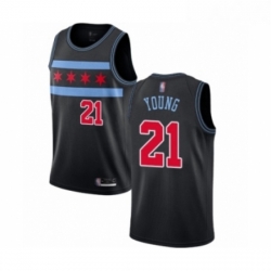 Youth Chicago Bulls 21 Thaddeus Young Swingman Black Basketball Jersey City Edition 