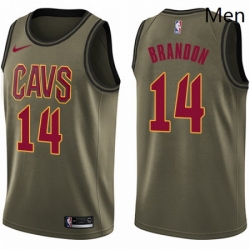 Mens Nike Cleveland Cavaliers 14 Terrell Brandon Swingman Green Salute to Service NBA Jersey 