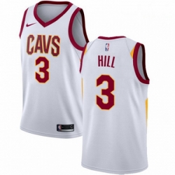 Mens Nike Cleveland Cavaliers 3 George Hill Authentic White NBA Jersey Association Edition 