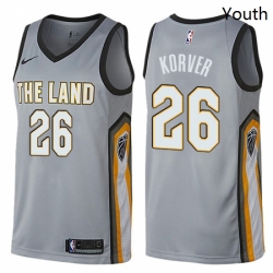 Youth Nike Cleveland Cavaliers 26 Kyle Korver Swingman Gray NBA Jersey City Edition 