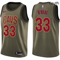 Youth Nike Cleveland Cavaliers 33 Shaquille ONeal Swingman Green Salute to Service NBA Jersey