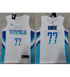 Men Dallas Mavericks 77 Luka Doncic White Stitched Jersey