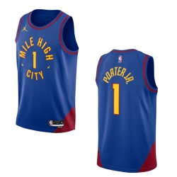 Men Denver Nuggets 1 Michael Porter Jr  Blue 2022 23 Statement Edition Stitched Jersey