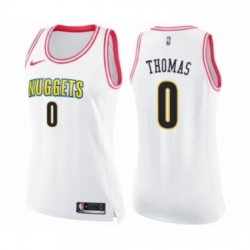 Womens Nike Denver Nuggets 0 Isaiah Thomas Swingman White Pink Fashion NBA Jersey 