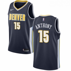 Youth Nike Denver Nuggets 15 Carmelo Anthony Authentic Navy Blue Road NBA Jersey Icon Edition