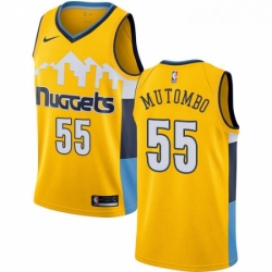 Youth Nike Denver Nuggets 55 Dikembe Mutombo Authentic Gold Alternate NBA Jersey Statement Edition