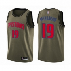 Mens Detroit Pistons 19 Sviatoslav Mykhailiuk Swingman Green Salute to Service Basketball Jersey 