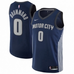 Mens Nike Detroit Pistons 0 Andre Drummond Swingman Navy Blue NBA Jersey City Edition