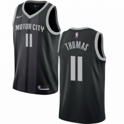 Mens Nike Detroit Pistons 11 Isiah Thomas Swingman Black NBA Jersey City Edition