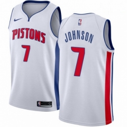 Mens Nike Detroit Pistons 7 Stanley Johnson Authentic White Home NBA Jersey Association Edition