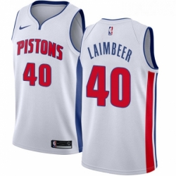 Womens Nike Detroit Pistons 40 Bill Laimbeer Authentic White Home NBA Jersey Association Edition