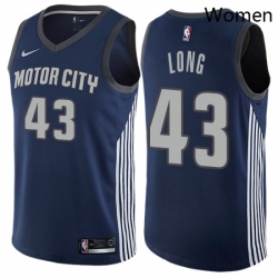 Womens Nike Detroit Pistons 43 Grant Long Swingman Navy Blue NBA Jersey City Edition