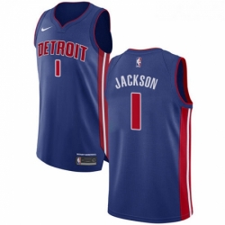 Youth Nike Detroit Pistons 1 Reggie Jackson Authentic Royal Blue Road NBA Jersey Icon Edition