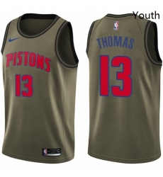 Youth Nike Detroit Pistons 13 Khyri Thomas Swingman Green Salute to Service NBA Jersey 