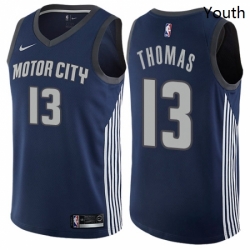 Youth Nike Detroit Pistons 13 Khyri Thomas Swingman Navy Blue NBA Jersey City Edition 