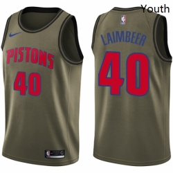 Youth Nike Detroit Pistons 40 Bill Laimbeer Swingman Green Salute to Service NBA Jersey