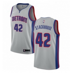 Youth Nike Detroit Pistons 42 Jerry Stackhouse Swingman Silver NBA Jersey Statement Edition