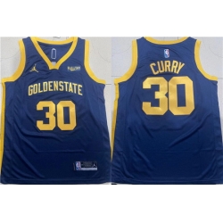 Men Golden State Warriors 30 Stephen Curry Navy Stitched Jersey