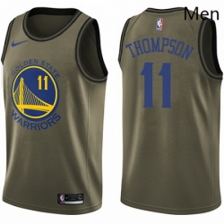 Mens Nike Golden State Warriors 11 Klay Thompson Swingman Green Salute to Service NBA Jersey