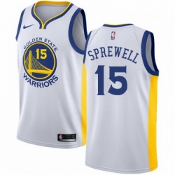 Mens Nike Golden State Warriors 15 Latrell Sprewell Swingman White Home NBA Jersey Association Edition