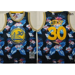 Warriors 30 Stephen Curry Black 2009 10 Hardwood Classics Floral Fashion Swingman Jersey