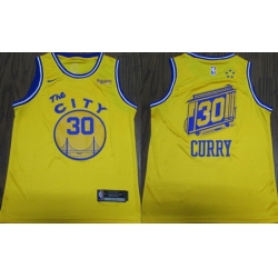 Warriors 30 Stephen Curry Yellow City Edition Nike Authentic Jersey